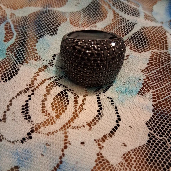 Elegant Black Ring Diamond Ring 925